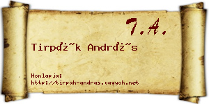Tirpák András névjegykártya